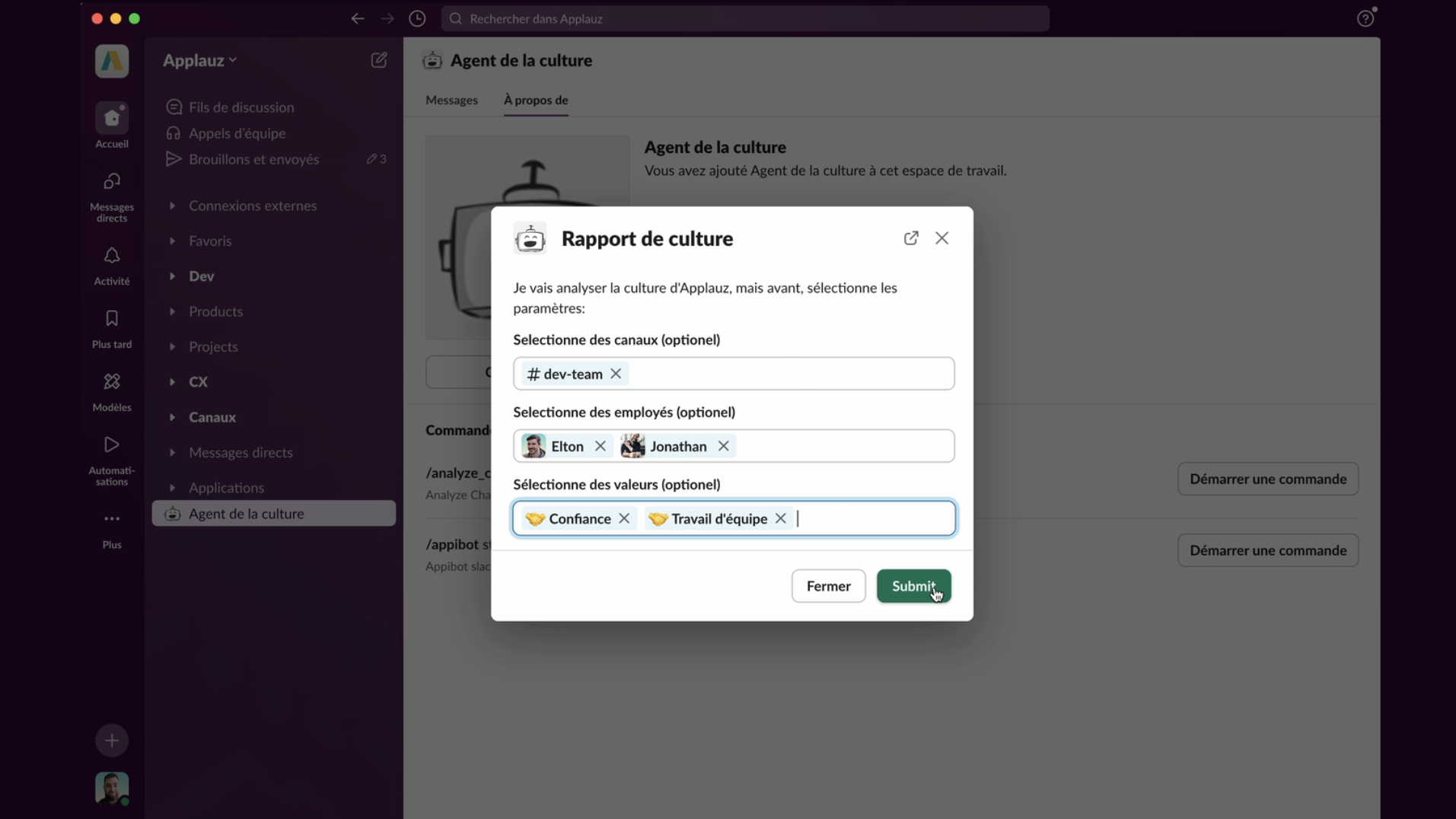Démonstration de l'agent IA Applauz : Rapport de culture
