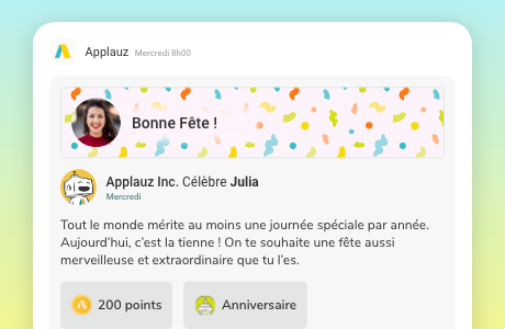 Message de célébration Applauz dans MS Teams