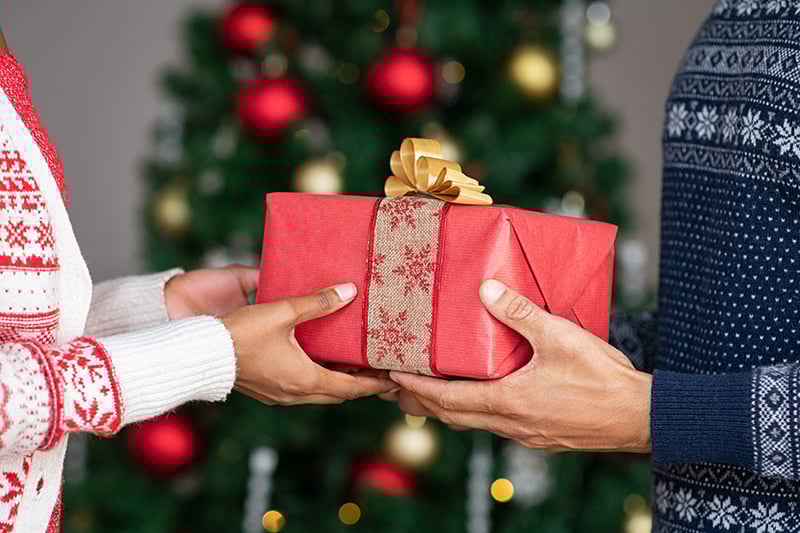 Hands holding a Holiday Gift