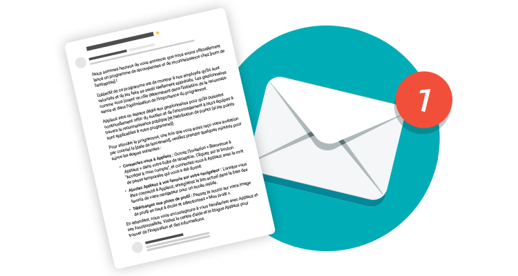 Maquette d'une annonce par courriel interne